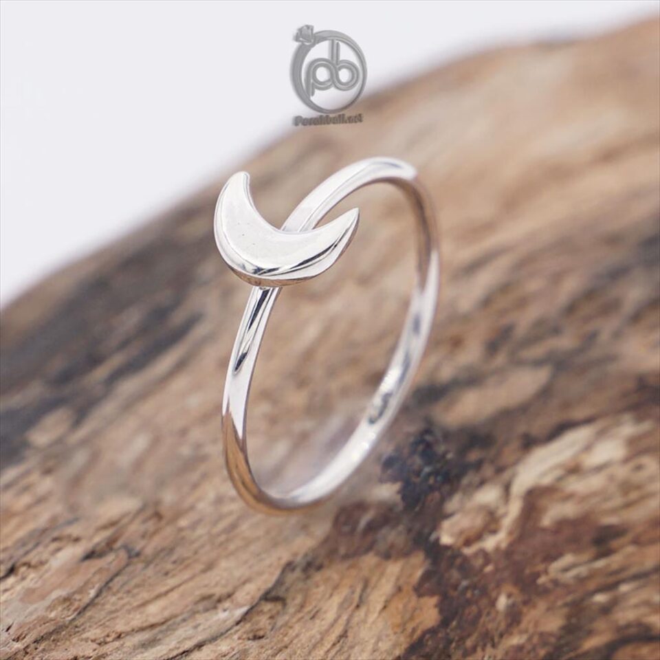 Cincin Simple Wanita Perak Asli 925 Bulan Sabit Luna Imut