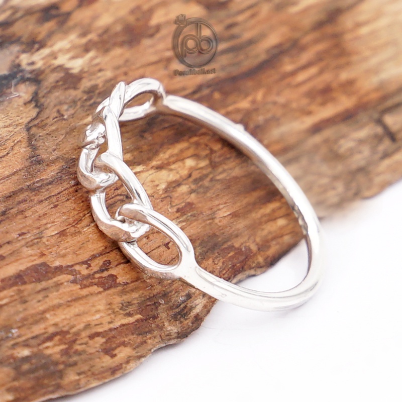 Cincin Perak Wanita Asli 925 Simple Motif Rantai Pancara