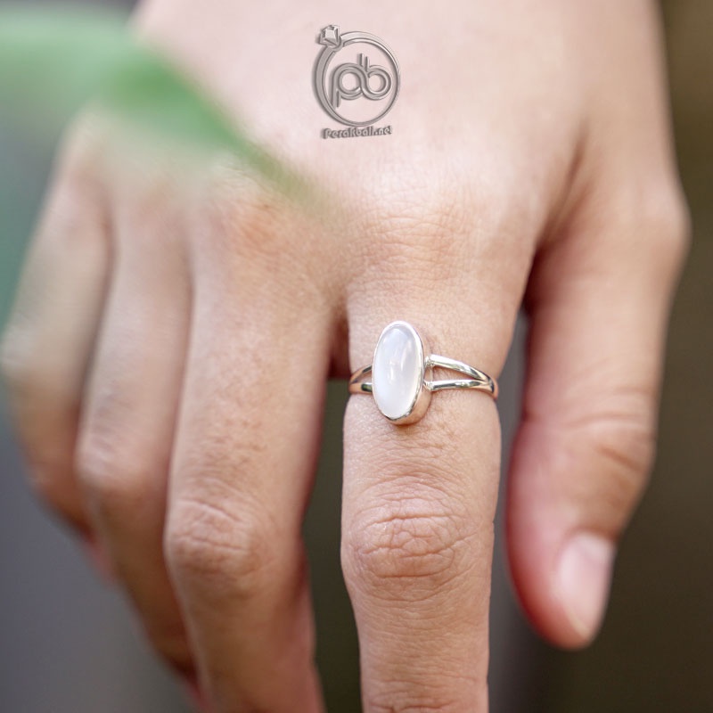 Cincin Wanita Moonstone Air Brush Perak Bali Asli 925