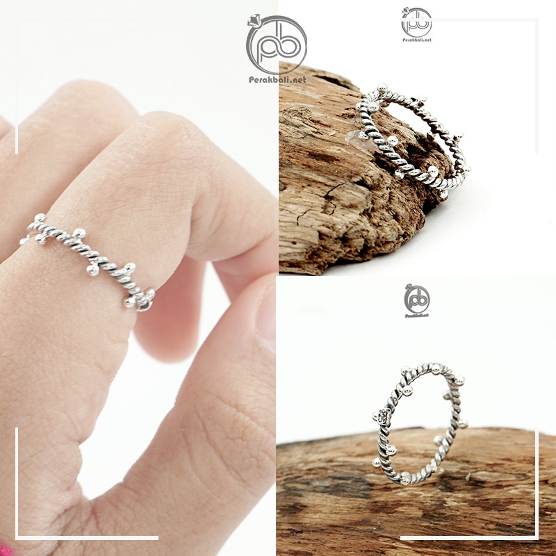 Cincin Simple Wanita Perak Asli 925 Plain Plintir Variasi Jawan