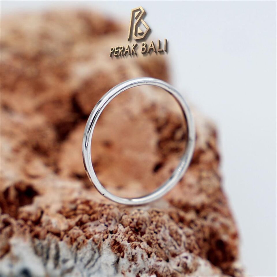 Cincin Simple Perak 925 Asli Cincin Wanita Minimalist Kotak Plain