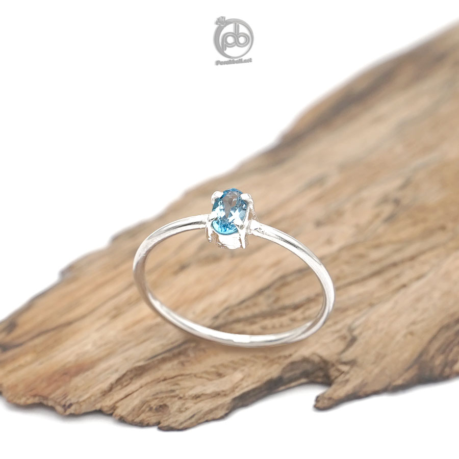Cincin Wanita Perak 925 Topaz Swiss Mini Oval Valiana