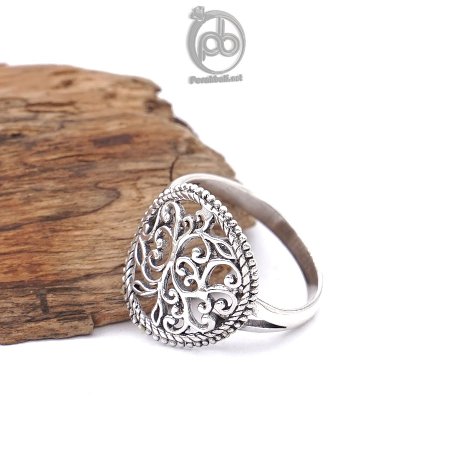 Cincin Wanita Perak 925 Asli Sterling Silver Kerawang Ukir