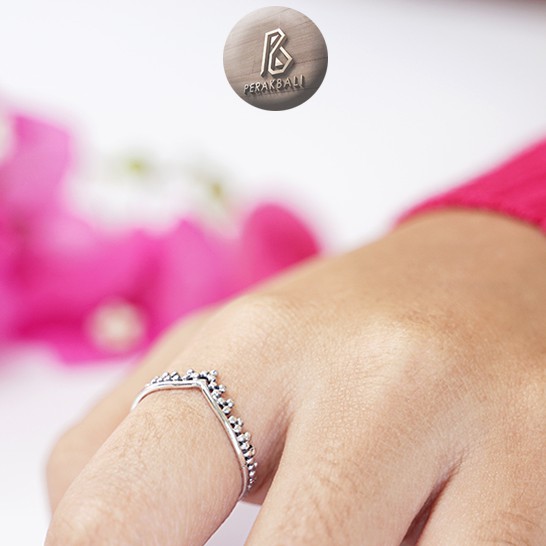 Cincin Perak Bali Silver 925 Ring Mahkota Ratu