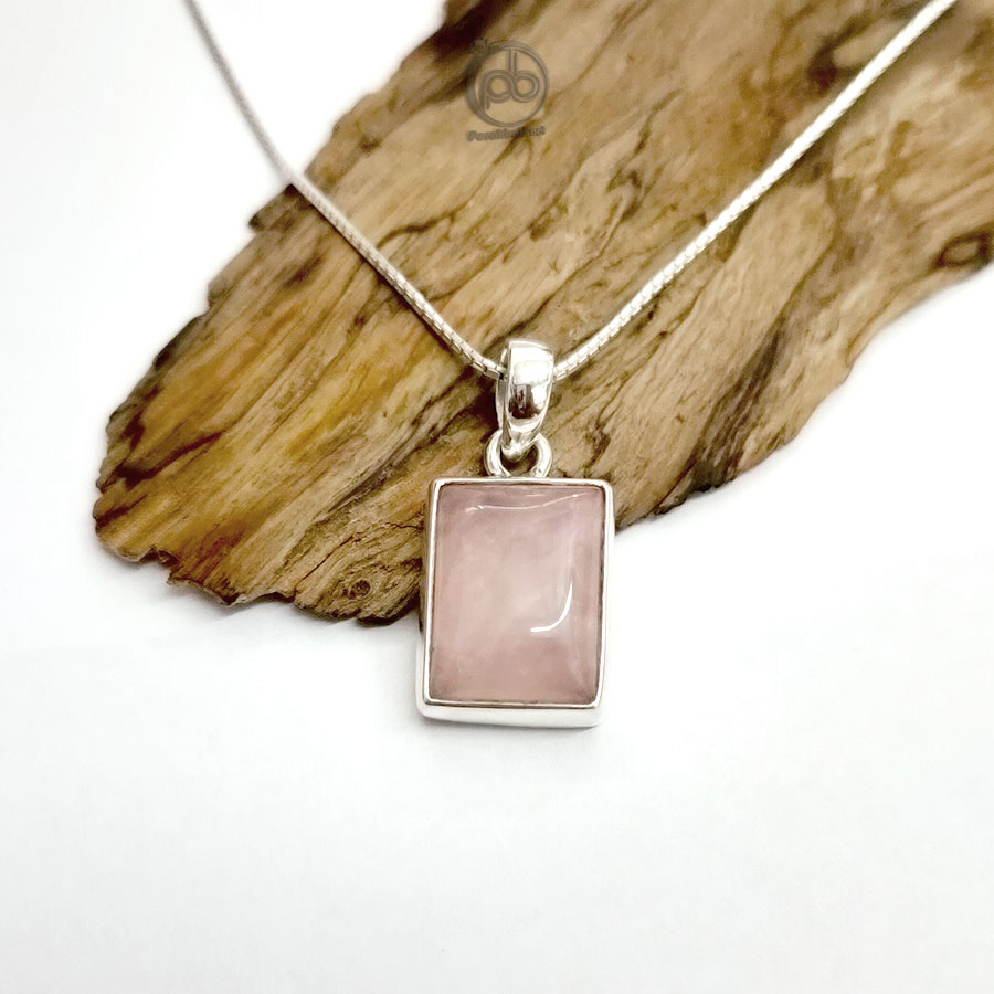 Liontin Wanita Natural Rose Quarts Perak 925 Rosalina