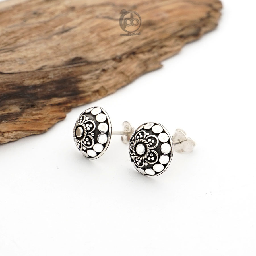 Anting Stud Wanita Perak 925 Simple Plong Armadila