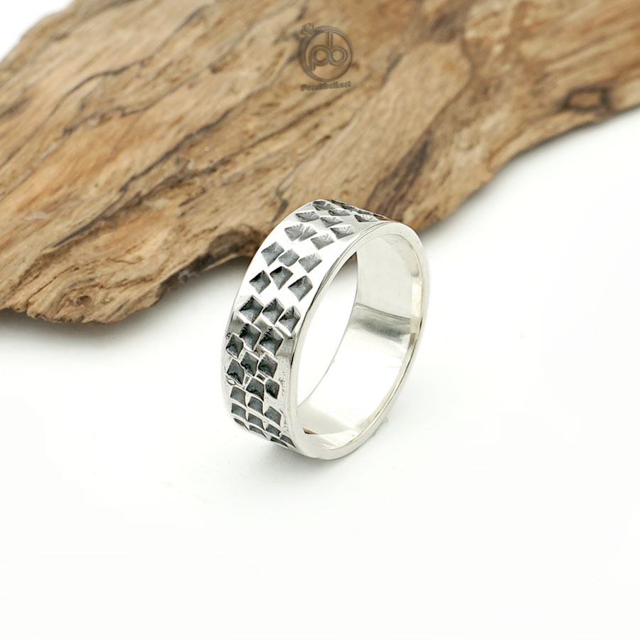 Cincin Simple Pria Wanita Perak 925 Boxie Getok Oxidized