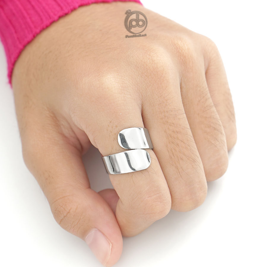 Cincin Wanita Perak Asli Silver 925 Simple Kepang Vermail Rounded