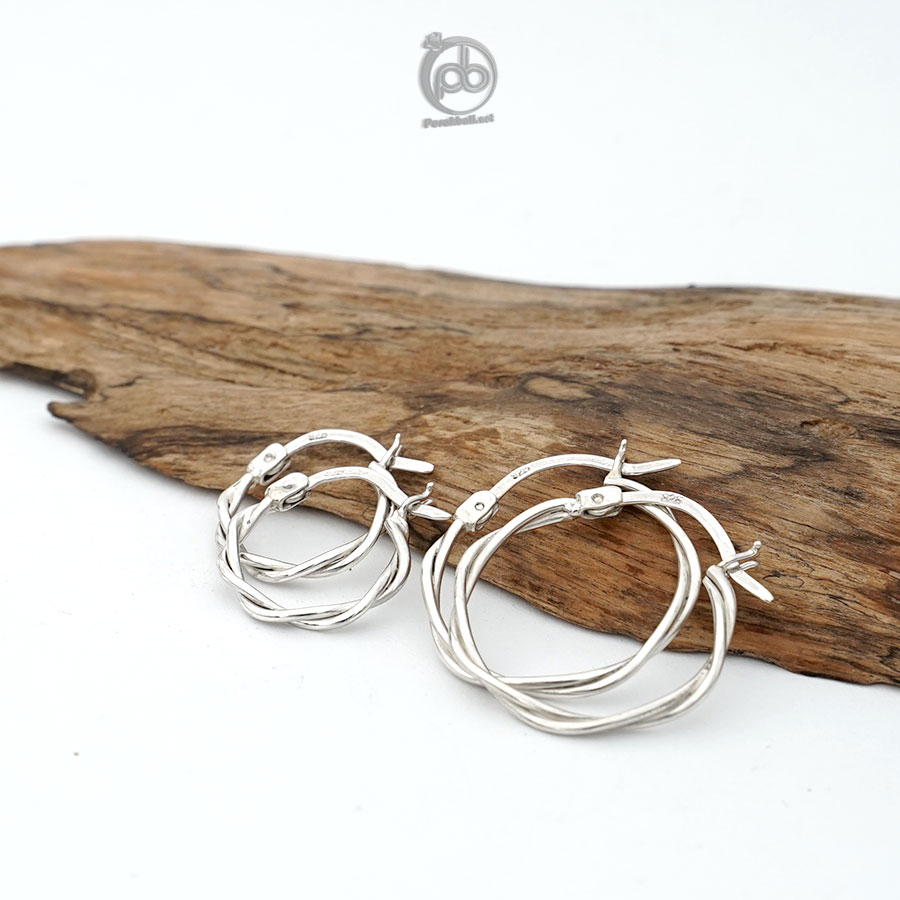 Anting Jersey Wanita Perak 925 Asli Motif Jalin Kawat Ganda