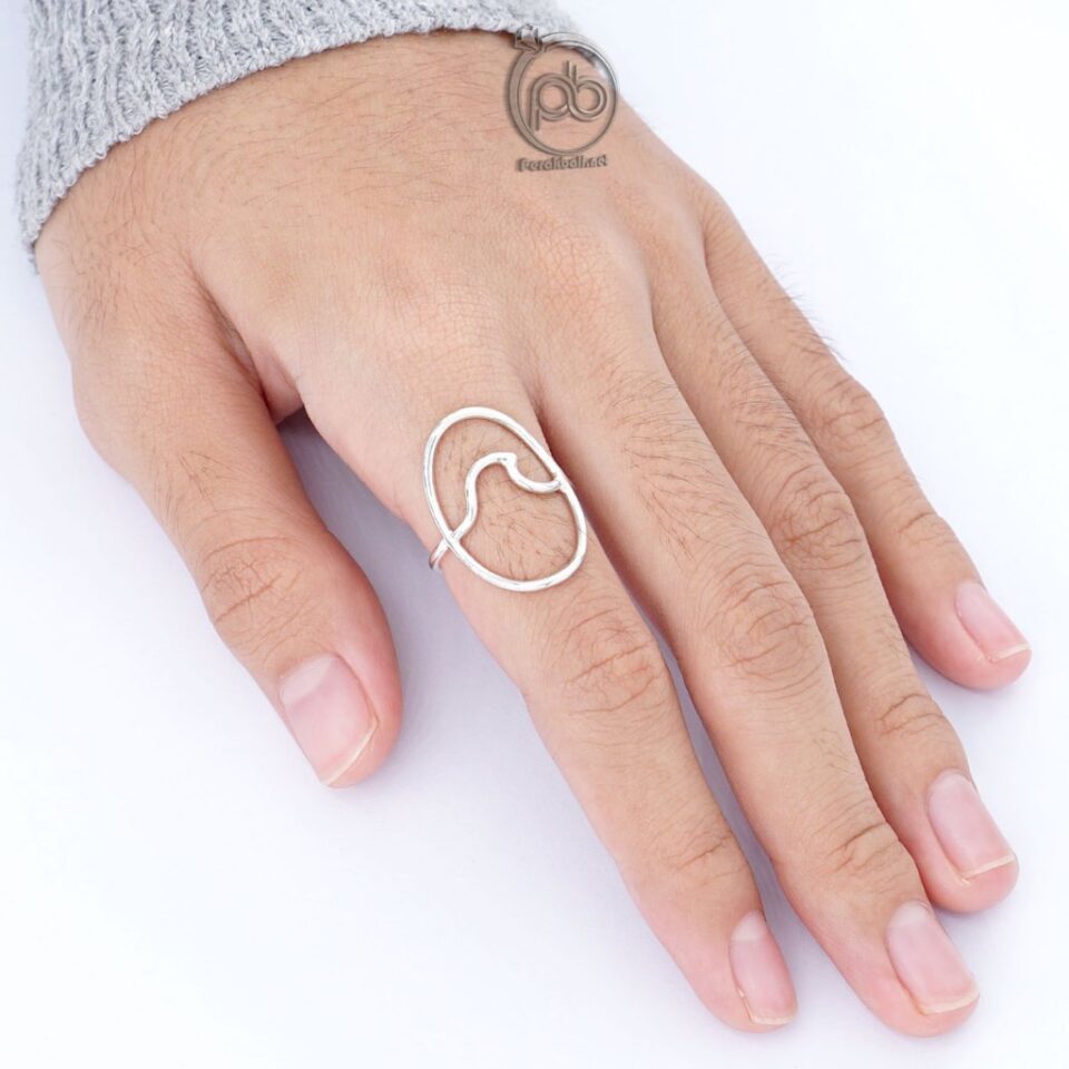 Cincin Wanita Perak 925 Lebar Ombak Kurung Waviora