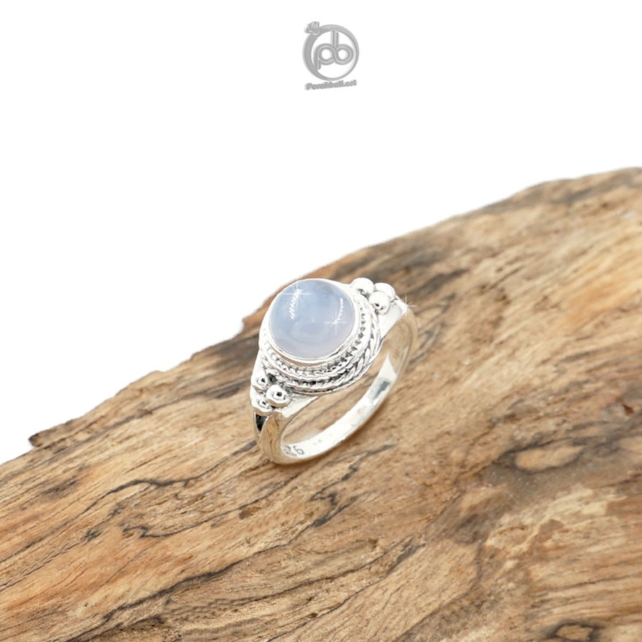 Cincin Perak 925 Wanita Blue Chalcedony Tali Air Albina