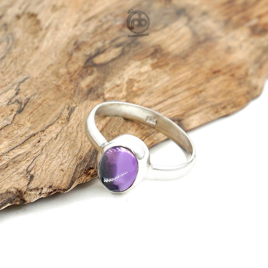 Cincin Kecubung Wanita Perak 925 Amethyst Natural Amiko Light