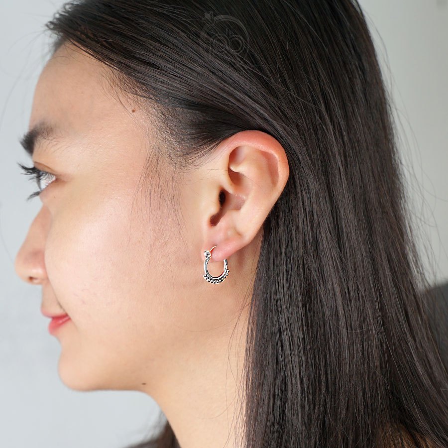 Anting Wanita Simple Hook Perak 925 Jawan Sanga Nonagona