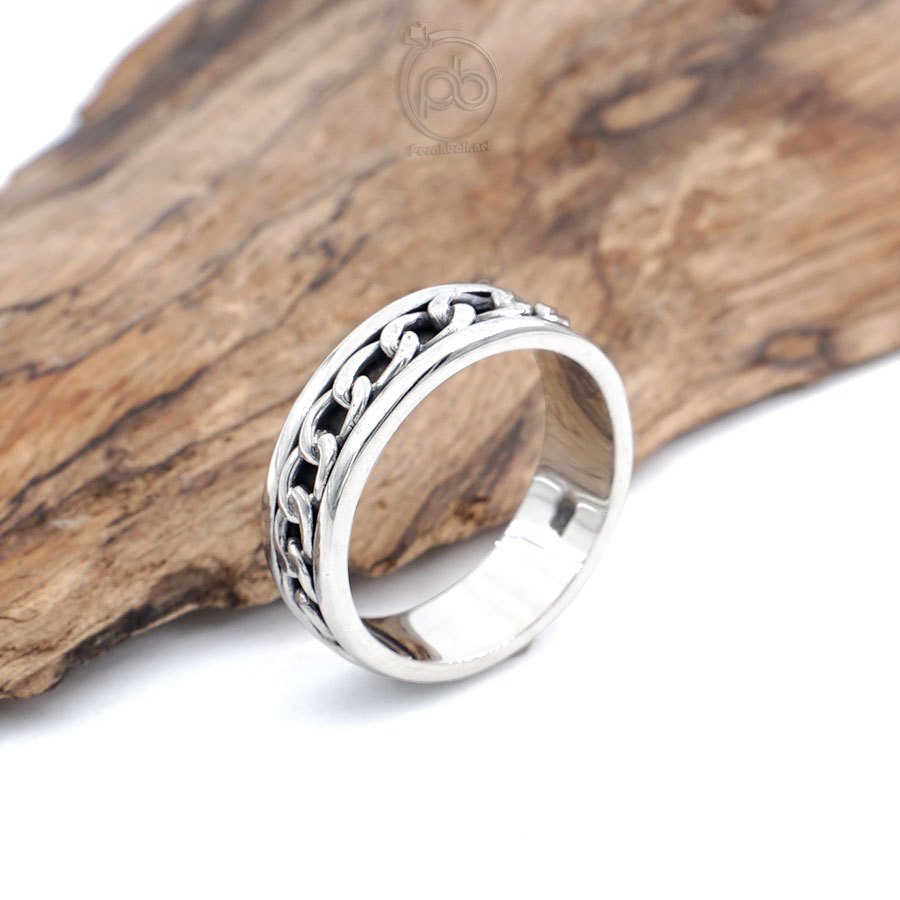 Cincin Pria-Wanita Perak 925 Sterling Silver Rantai Cuban Cesario