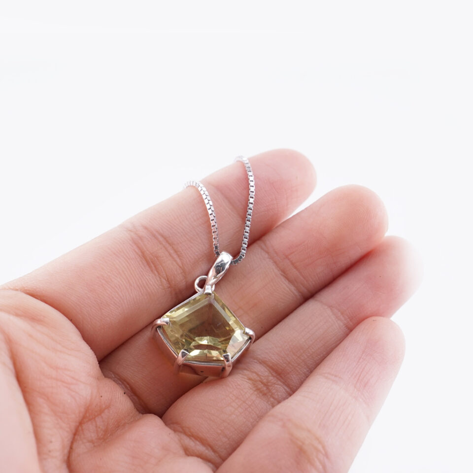 Liontin Wanita Perak Asli 925 Lemon Quartz Multi Look | Tanpa Kalung