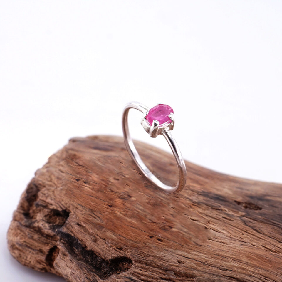 Cincin Wanita Perak Asli 925 Mirah Ruby Mozambique Mirayu