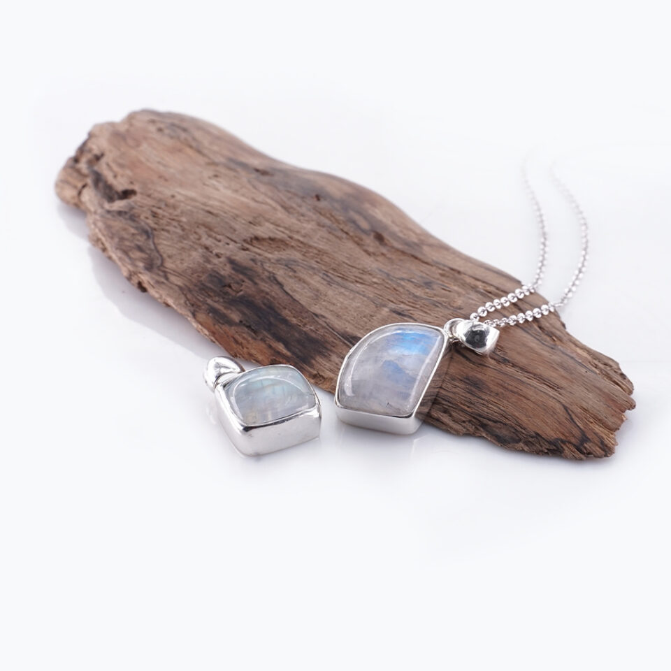 Liontin Wanita Perak Asli Moonstone Multi Faces | Tanpa Kalung