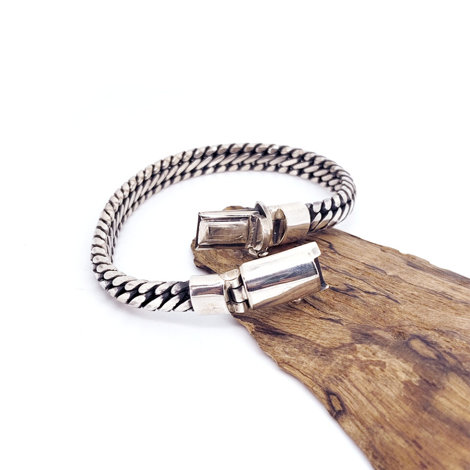 Gelang Pria Perak Asli 925 Tulang Ular Catch Lock Woluan