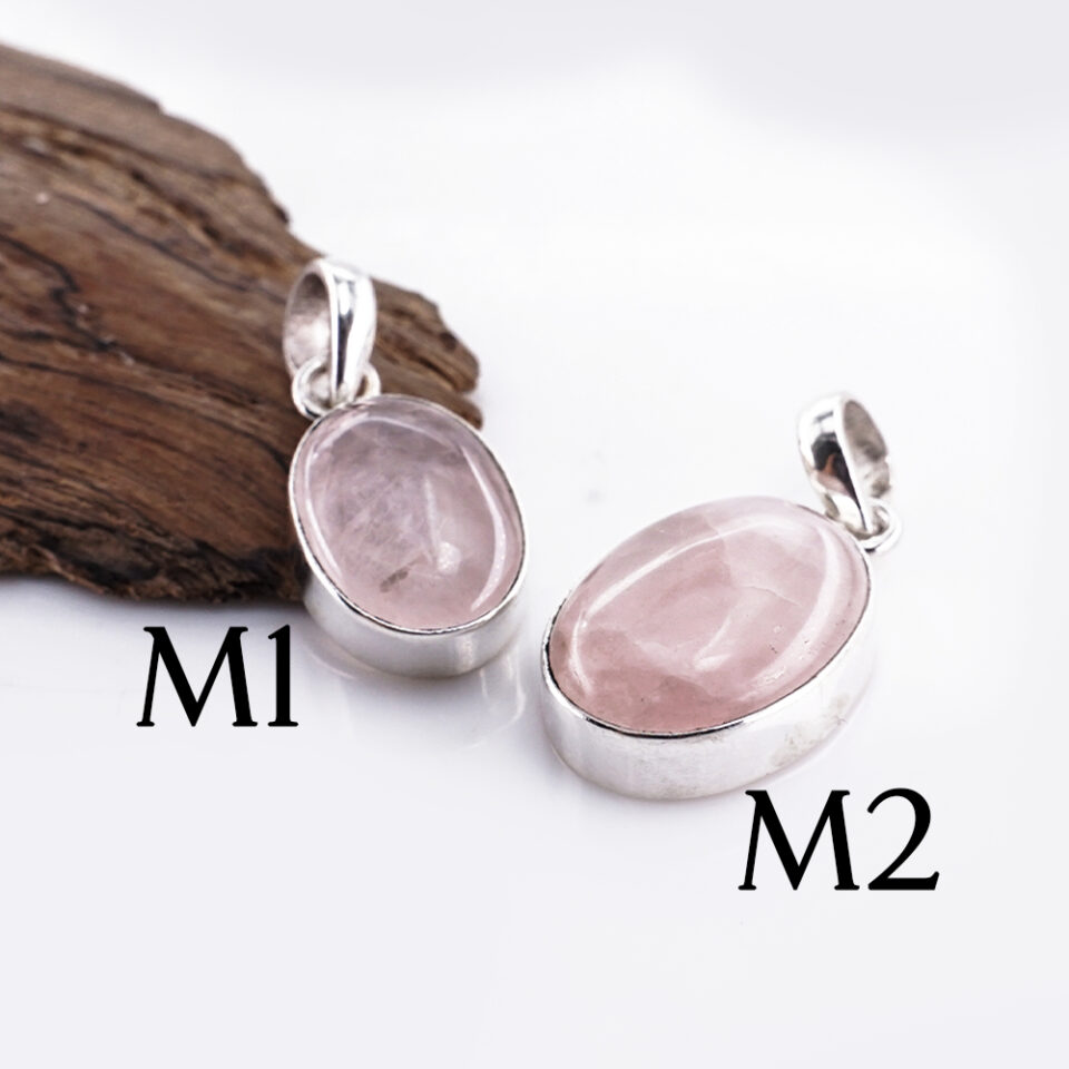 Liontin Wanita Perak Asli 925 Natural Rose Quartz Roselana | Tanpa Kalung