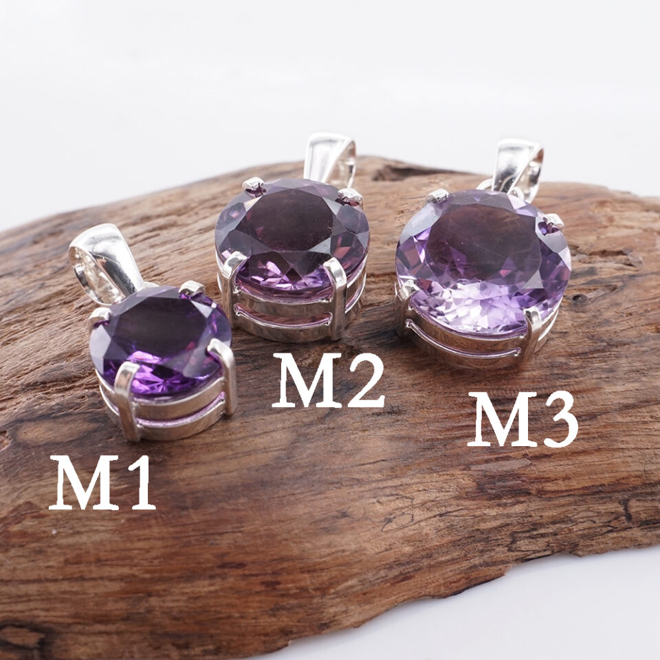 Liontin Wanita Perak Asli 925 Natural Amethyst Multi Size | Tanpa Kalung