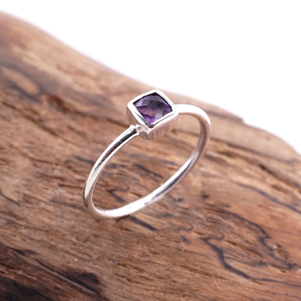 Cincin Kecubung Wanita Perak 925 Natural Amethyst Kotameta