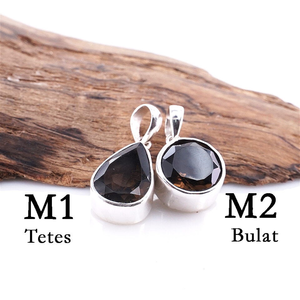 Liontin Wanita Perak 925 Asli Smoky Quartz Mokirana