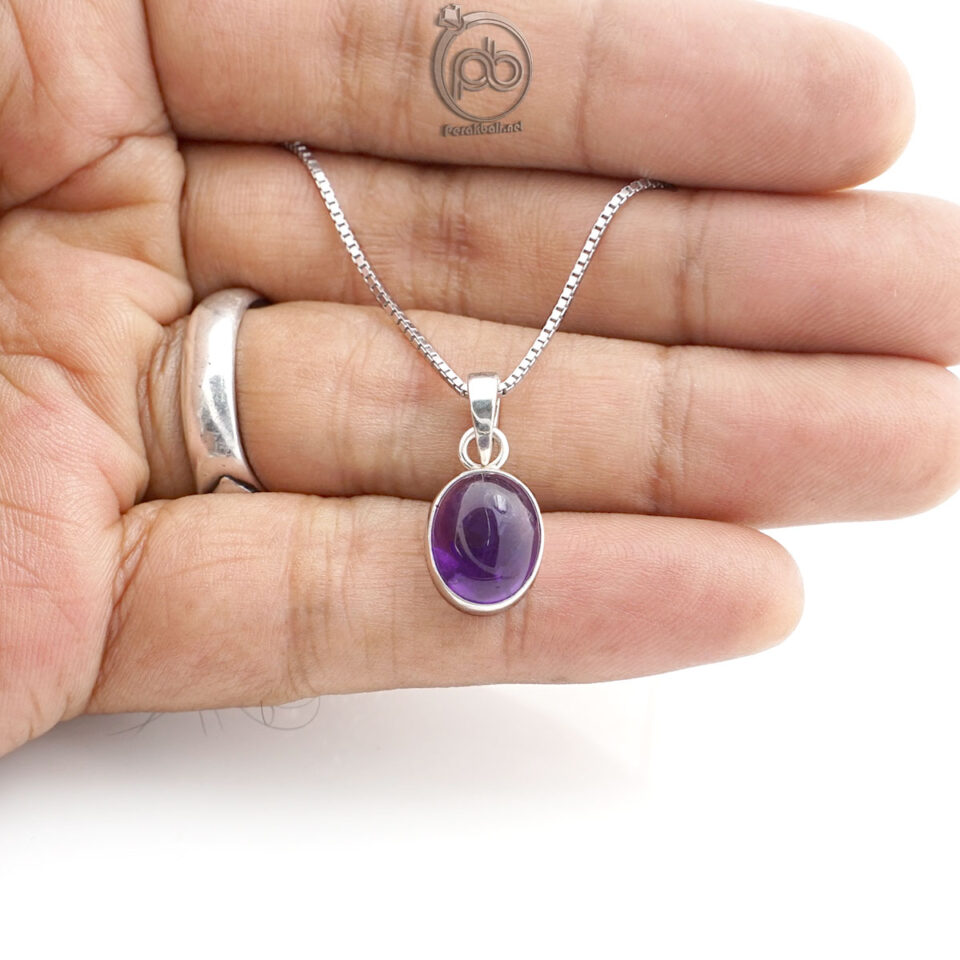 Liontin Kecubung Wanita Perak Asli 925 Amethyst Metisana | Tanpa Kalung