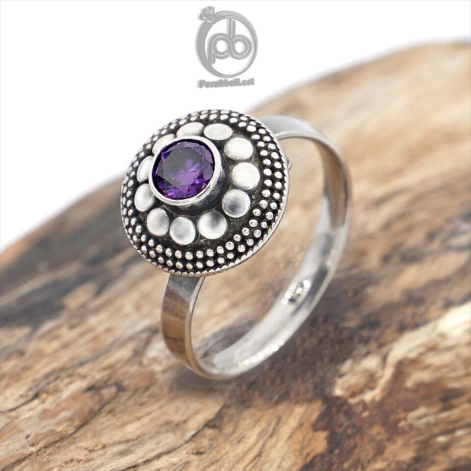 Cincin Perak 925 Asli Wanita Zirconia Ungu Tameng Jawan Almaira