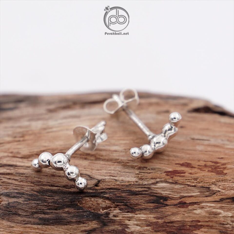 Anting Wanita Simple Perak 925 Plain Silver Stud Earring Croisso