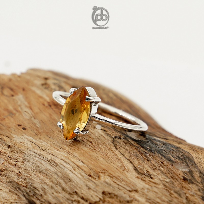 Cincin Wanita Perak Asli 925 Natural Citrine Marisha
