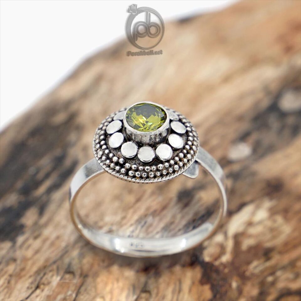 Cincin Perak 925 Asli Wanita Zirconia Hijau Tameng Jawan Almaira