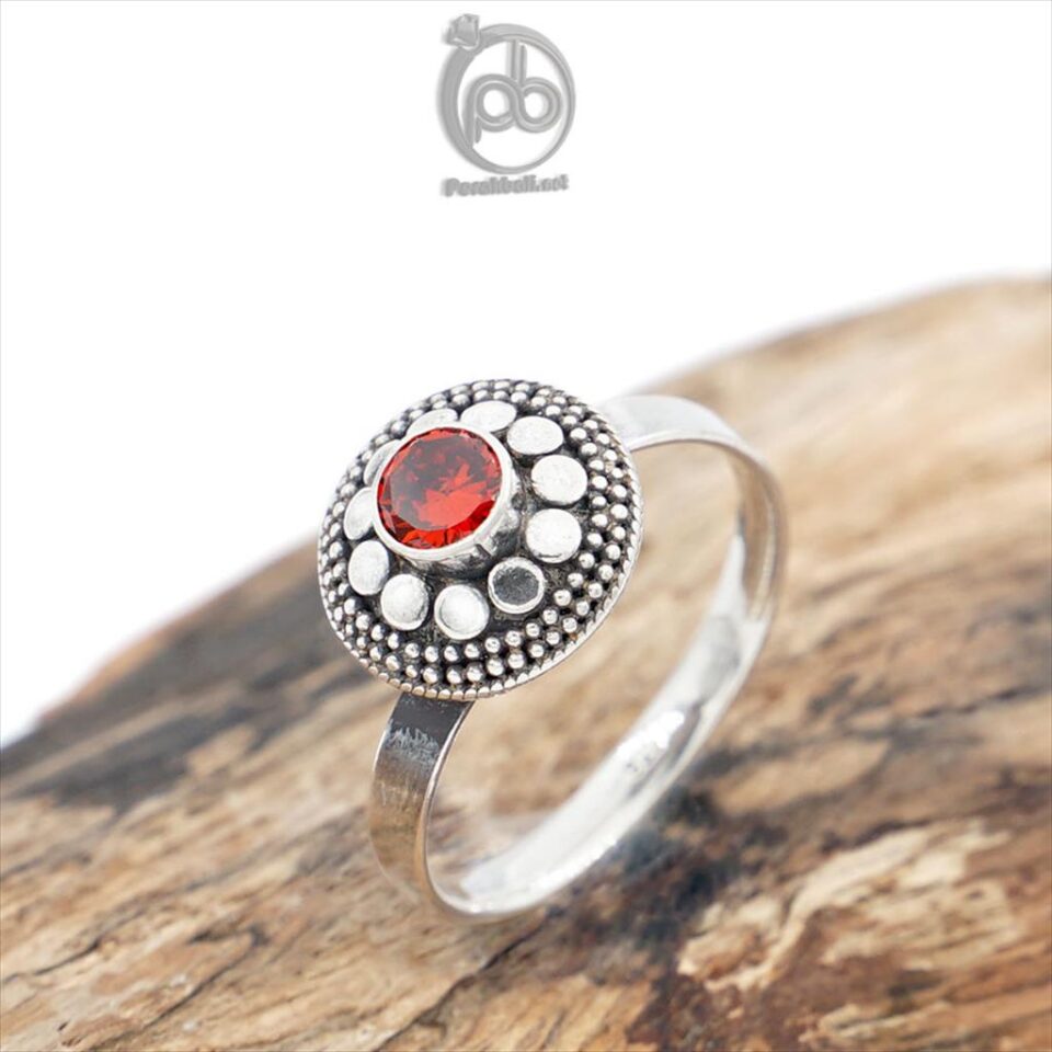 Cincin Perak 925 Asli Wanita Zirconia Merah Tameng Jawan Almaira