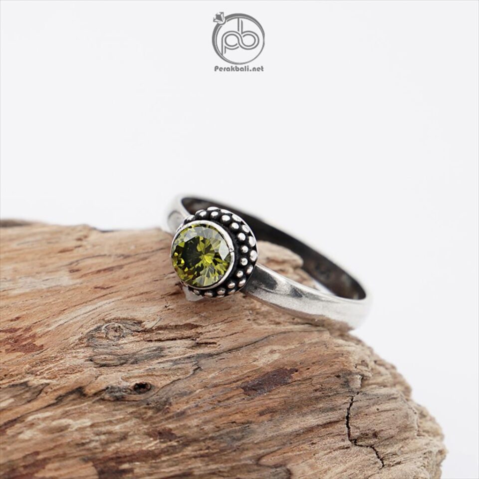 Cincin Wanita Perak Asli 925 Zirconia Hijau Green Peridot Arma