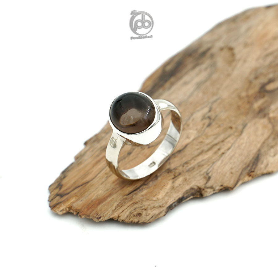 Cincin Wanita Smoky Quartz Natural Perak Asli 925 Chubiola