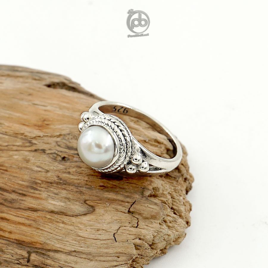 Cincin Perak 925 Wanita Mutiara Tali Air Albina Midi