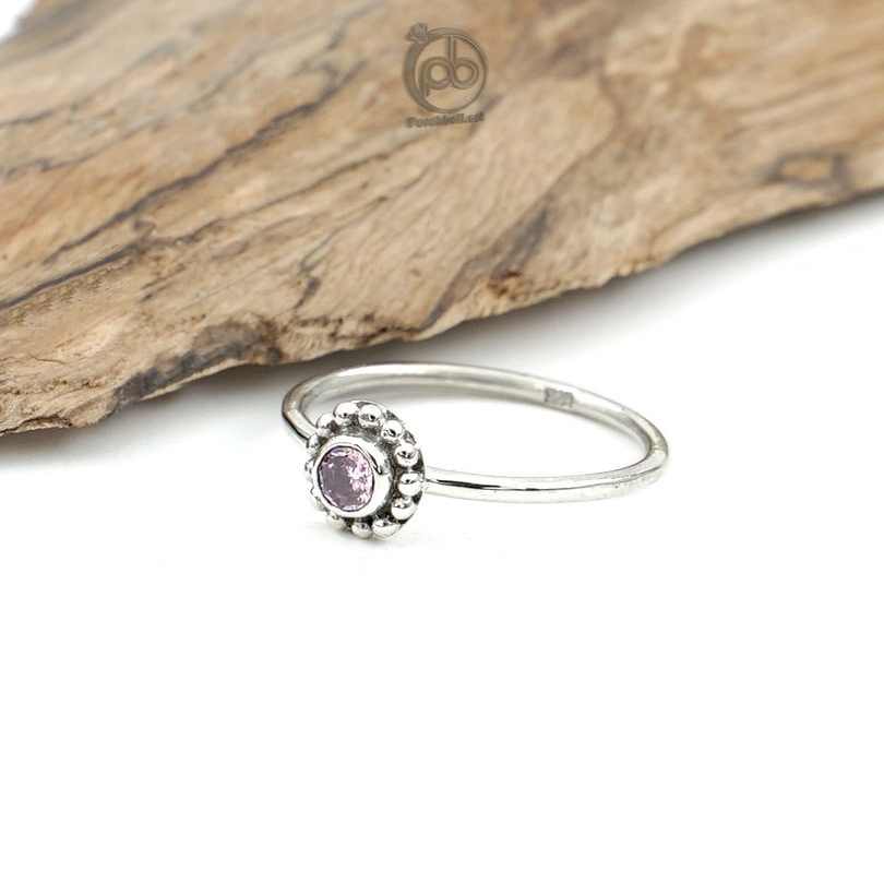 Cincin Wanita Perak 925 Pink Zirconia Mini Puspa Jawan Zircopink