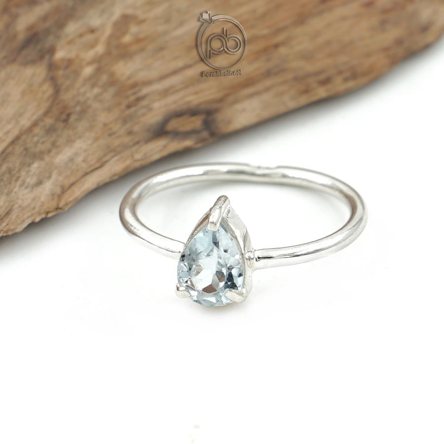 Cincin White Topaz Wanita Perak Asli 925 Pazumi