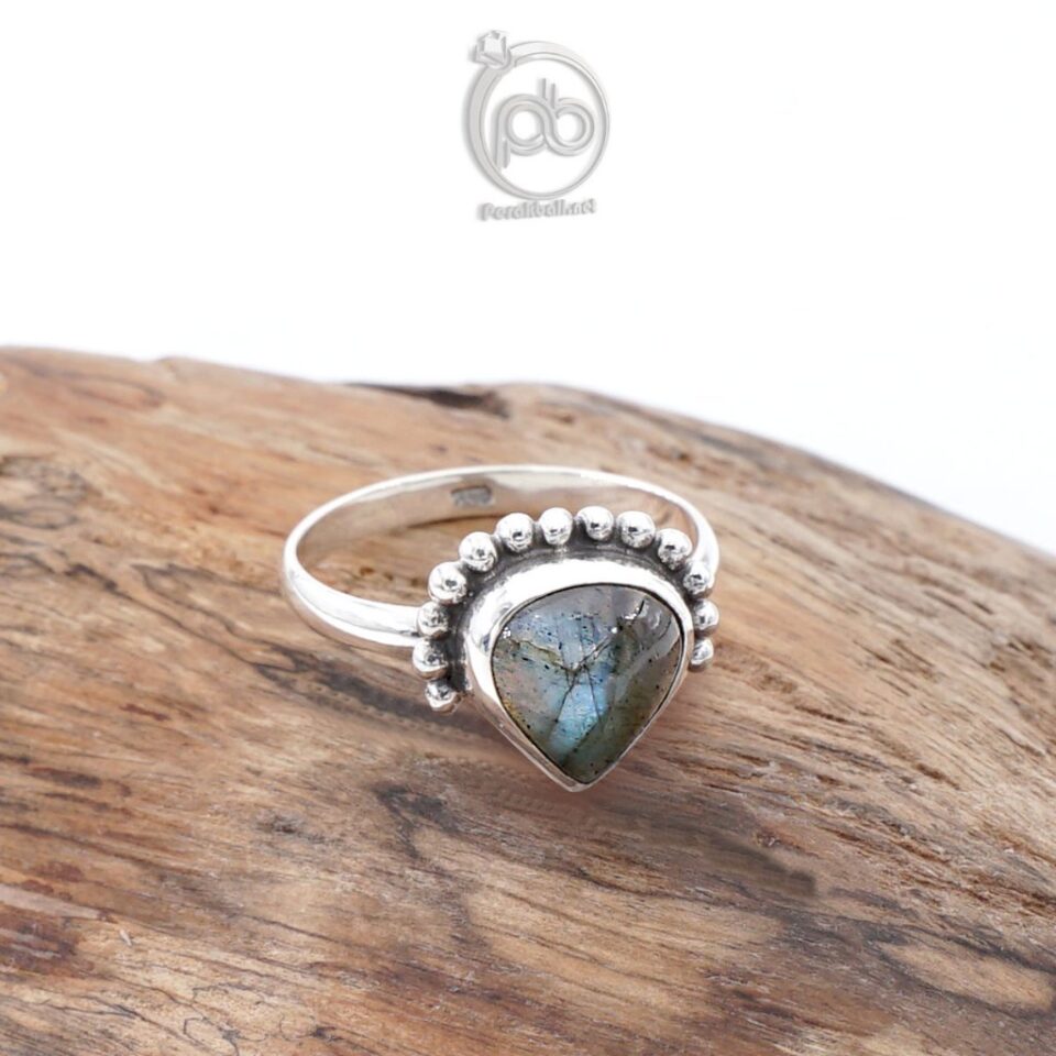 Cincin Labradorite Natural Wanita Perak Asli 925 Dorayana
