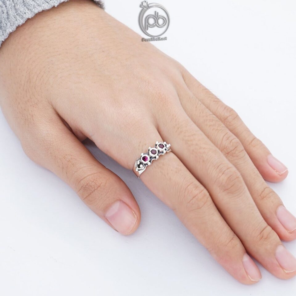 Cincin Wanita Trio Mini Pink Zircon Perak 925 Jawan Trizirvana
