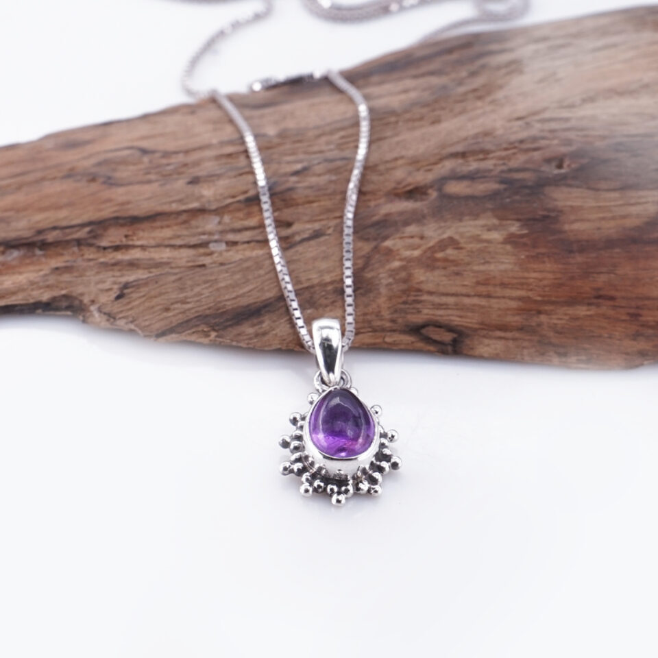 Liontin Wanita Perak Asli 925 Amethyst Tetes Jawanika