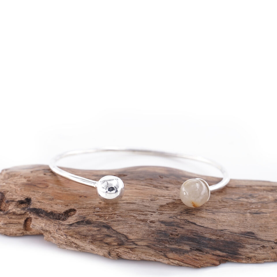 Gelang  Bangle Perak 925 Bandol Rutilated Quartz Sedania
