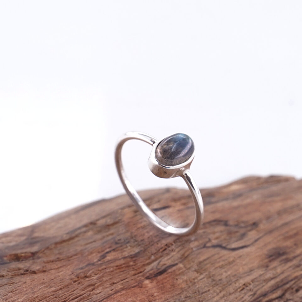 Cincin Wanita Perak Asli 925 Sterling Silver Natural Labradorite Doriva