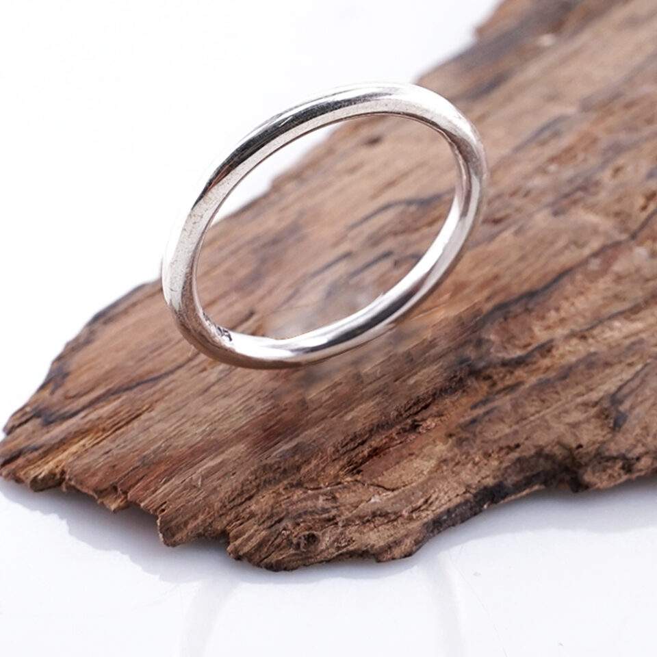 Cincin Pria Wanita Simple Perak Asli 925 Plain Kawat Madya