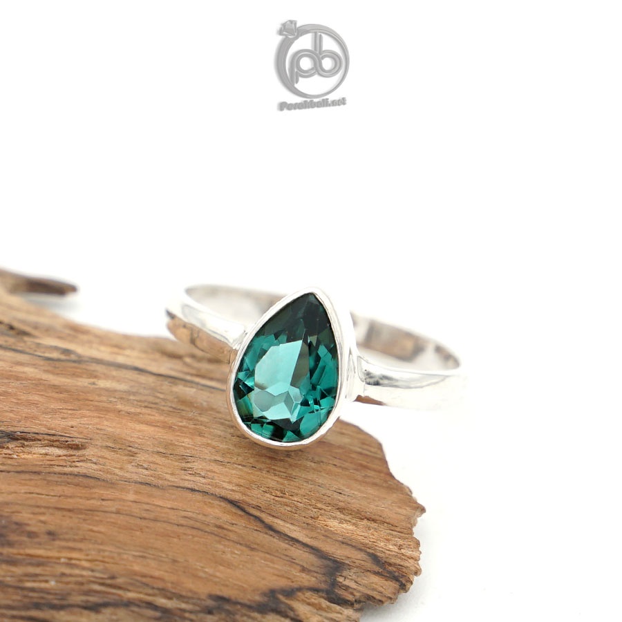 Cincin Wanita Perak 925 Asli Natural Green Quartz Midorita