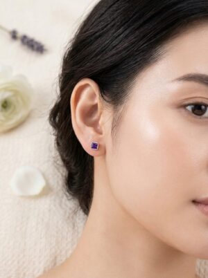 Anting Kecubung Wanita Perak 925 Natural Amethyst Kotameta