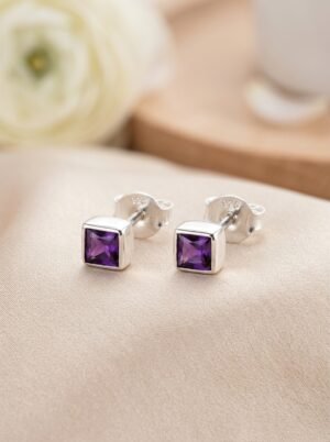 Anting Kecubung Wanita Perak 925 Natural Amethyst Kotameta 5