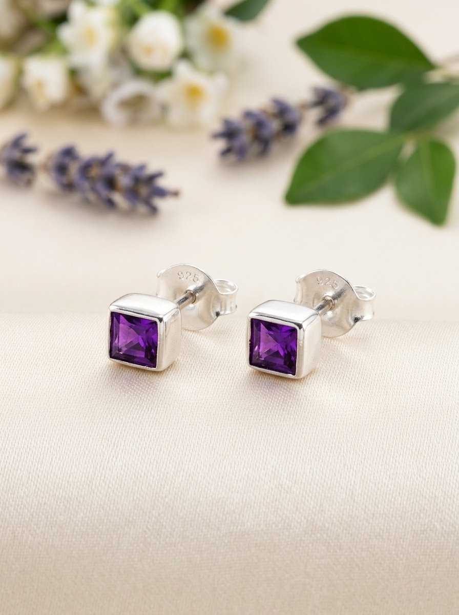 Anting Kecubung Wanita Perak 925 Natural Amethyst Kotameta 6