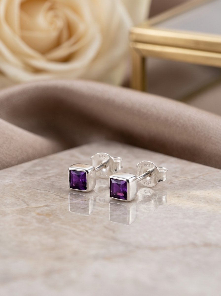 Anting Kecubung Wanita Perak 925 Natural Amethyst Kotameta 7