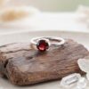 Cincin Perak Asli 925 Wanita Batu Red Garnet Alami Gina 1