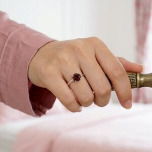 Cincin Perak Asli 925 Wanita Batu Red Garnet Alami Gina 3